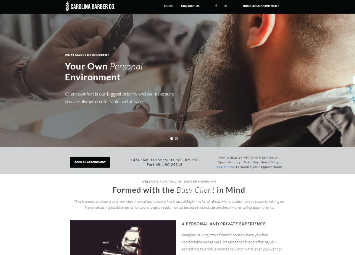 Carolina Barber Co | The Brand Affect Website Portfolio